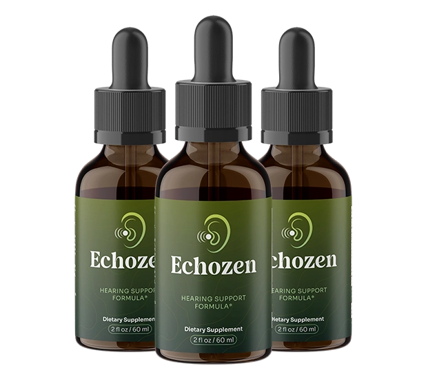 EchoZen natural hearing support supplement drop bottles